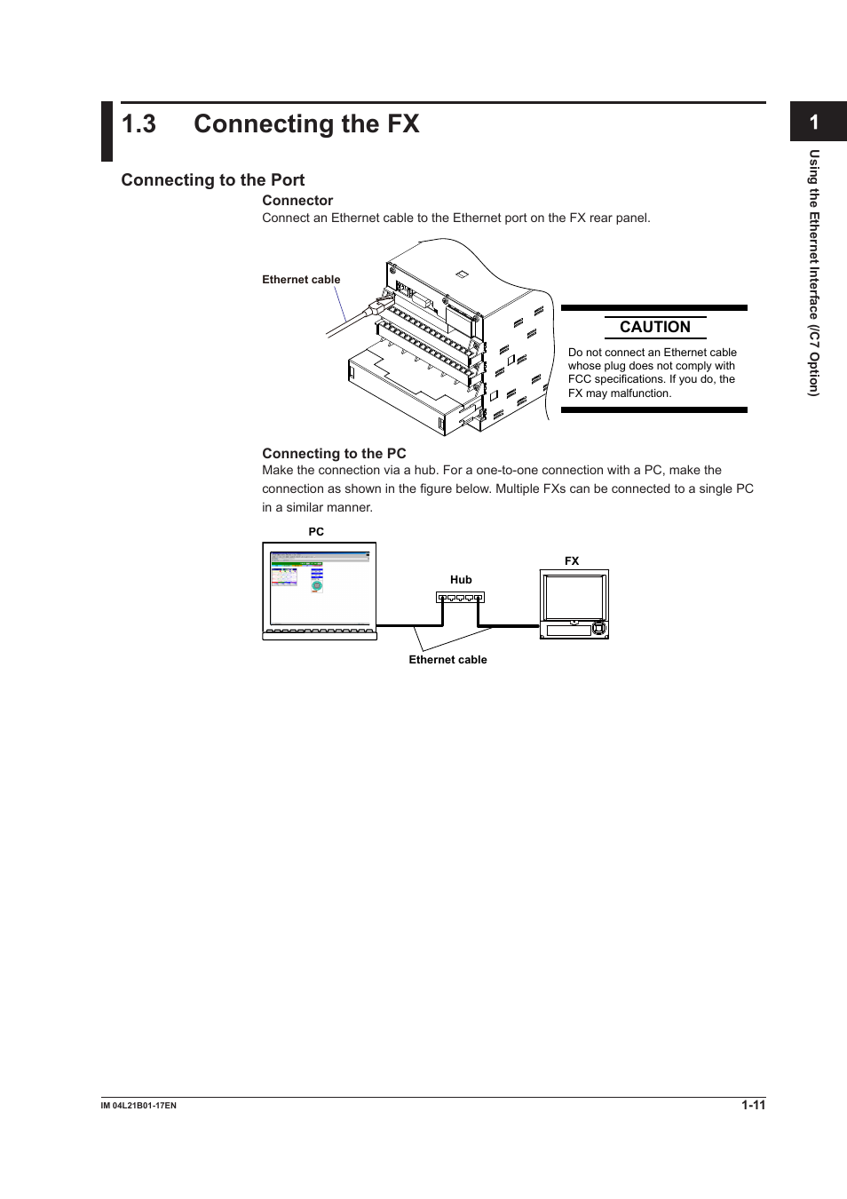 3 connecting the fx, 3 connecting the fx -11 | Yokogawa Value Series FX1000 User Manual | Page 19 / 206