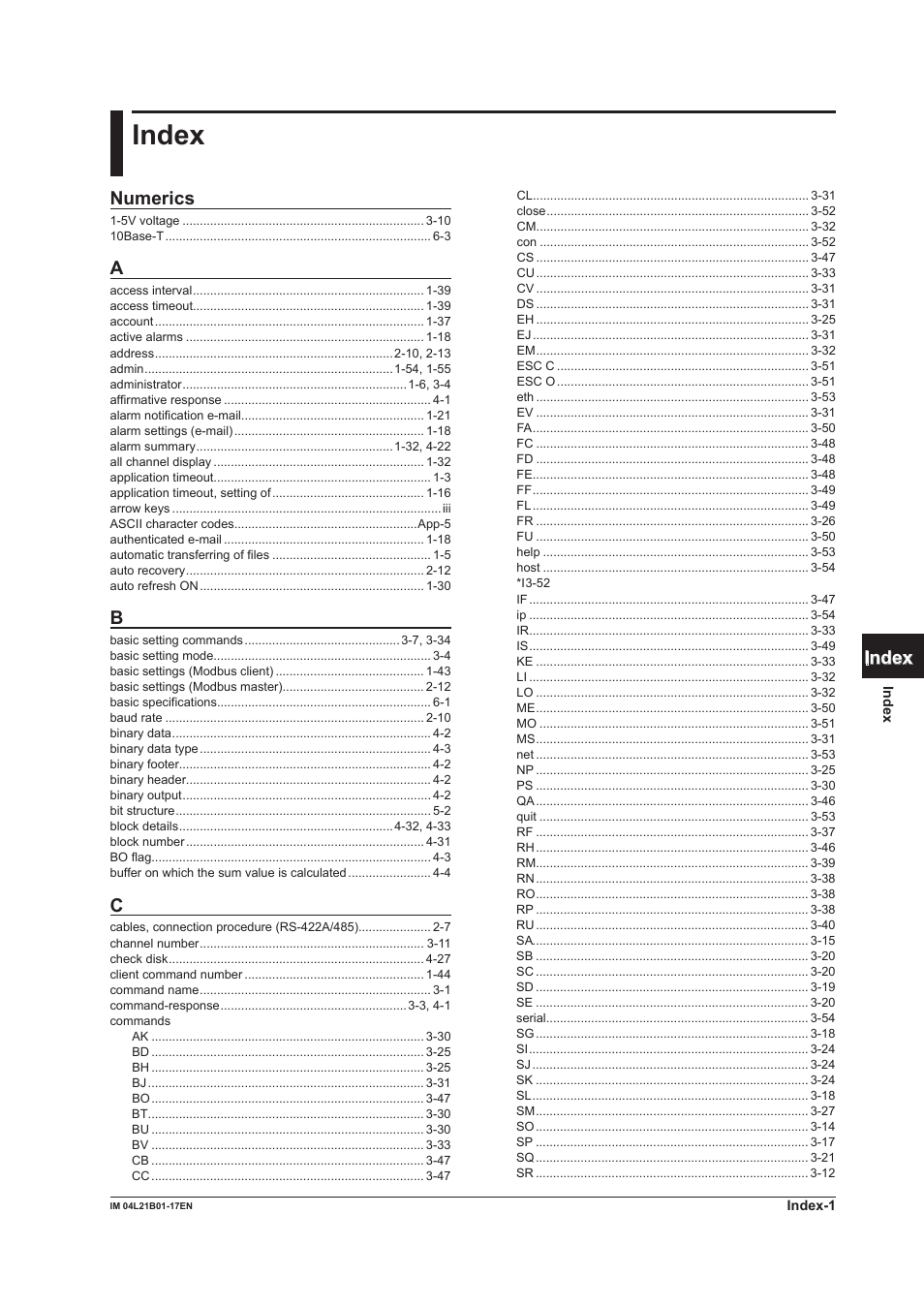 Index, App index numerics | Yokogawa Value Series FX1000 User Manual | Page 201 / 206