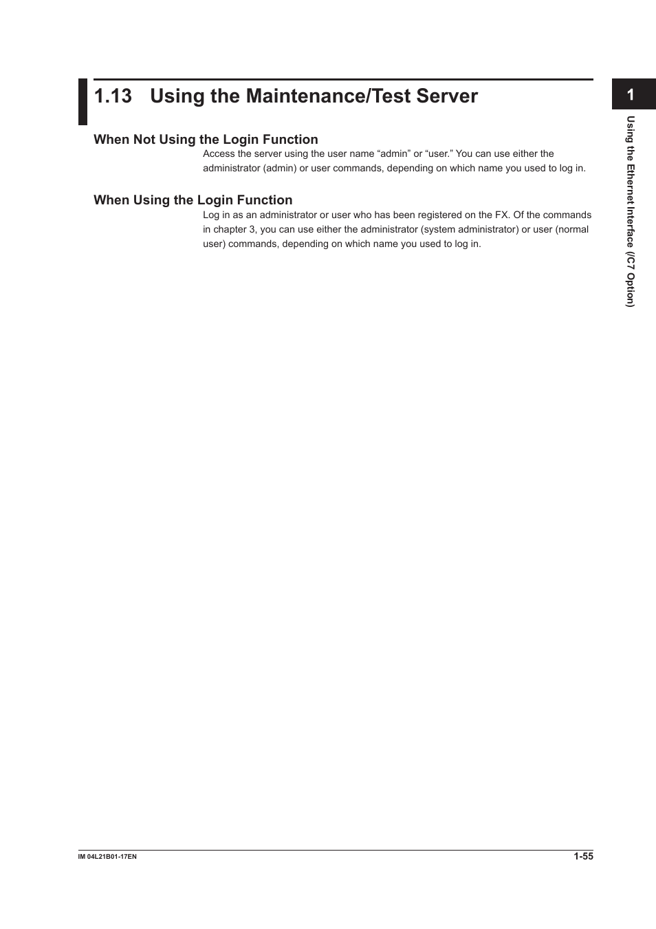 13 using the maintenance/test server, 13 using the maintenance/test server -55 | Yokogawa Value Series FX1000 User Manual | Page 63 / 206