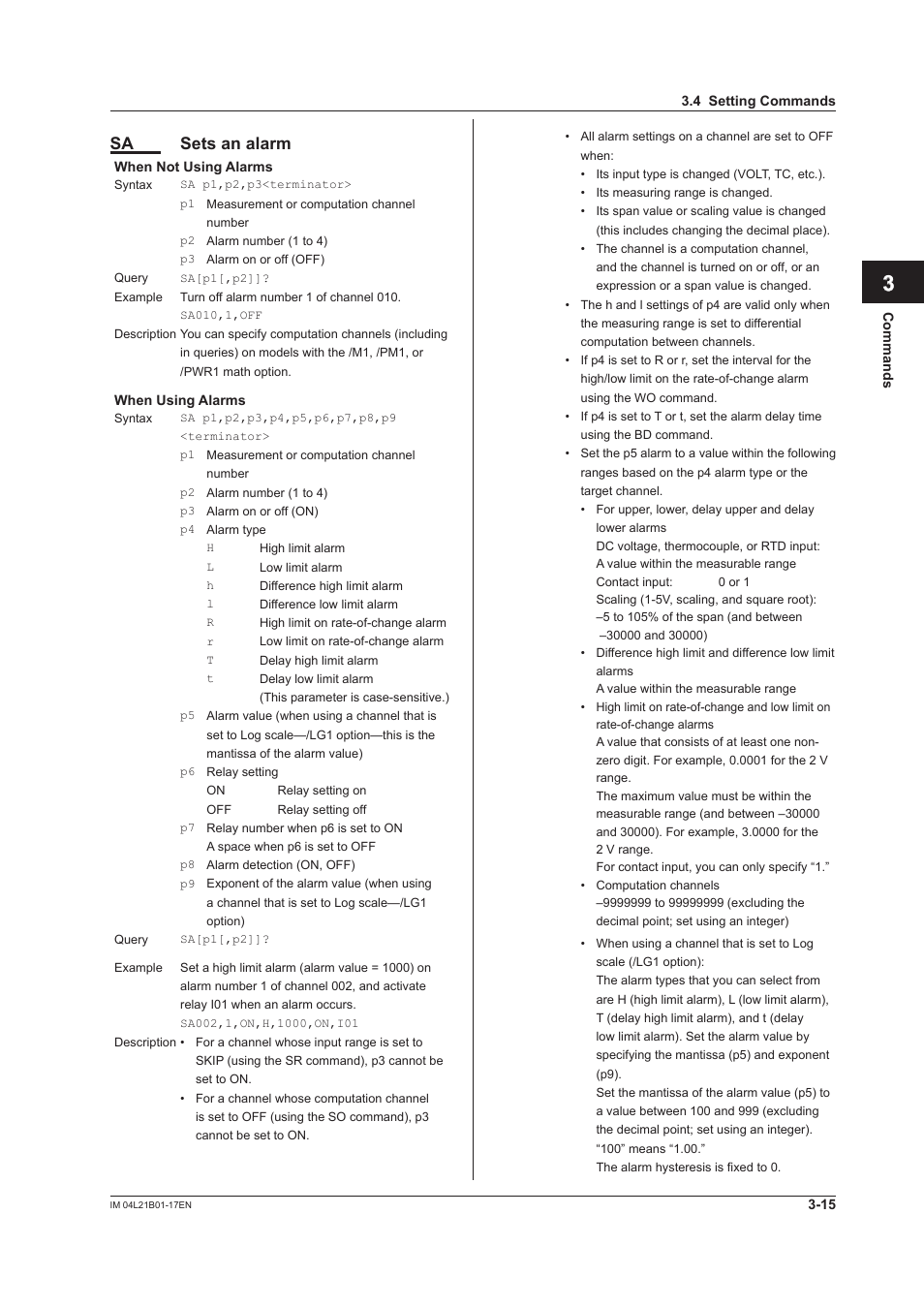 App index, Sa sets an alarm | Yokogawa Value Series FX1000 User Manual | Page 97 / 206