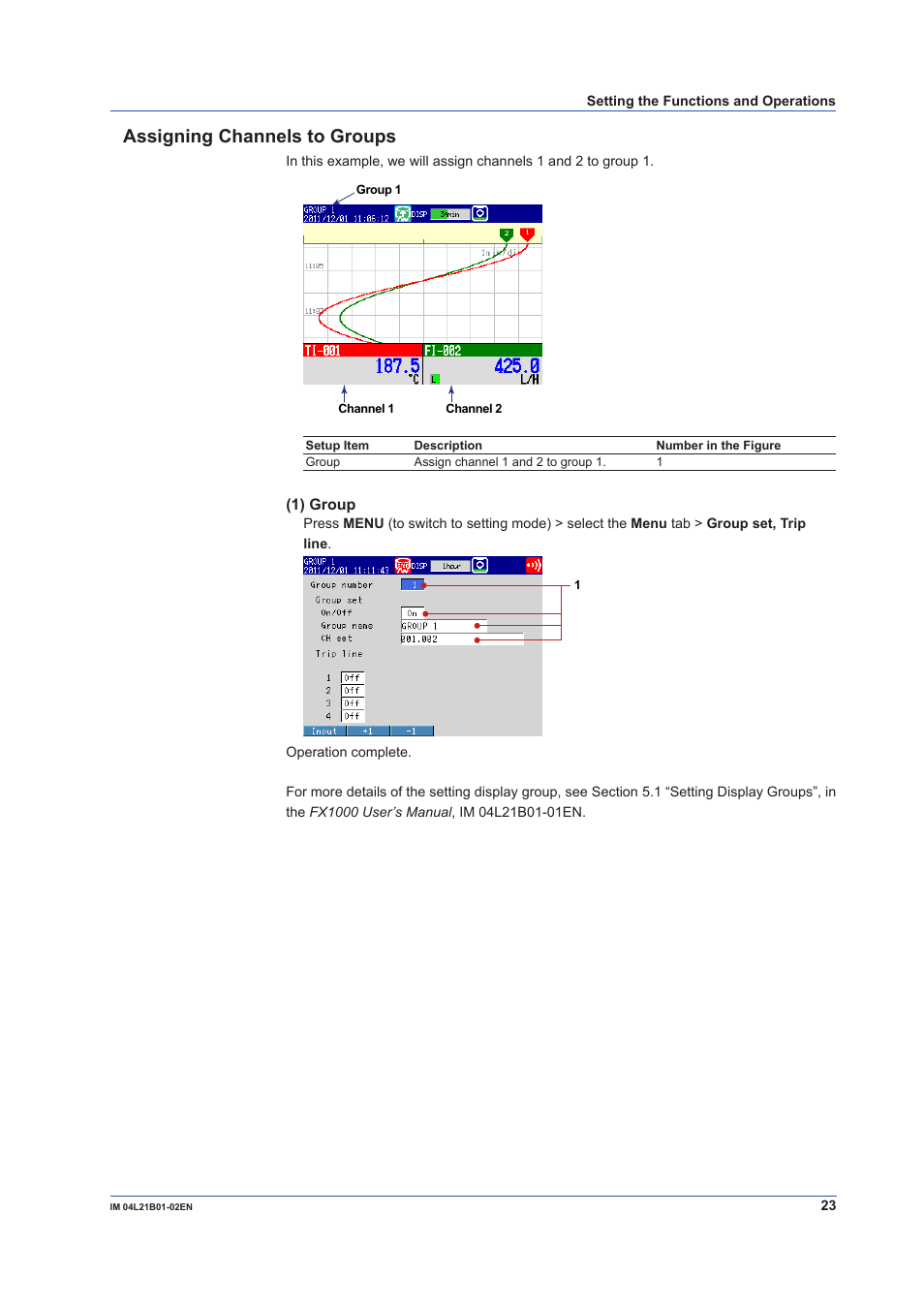 Assigning channels to groups | Yokogawa Value Series FX1000 User Manual | Page 24 / 34