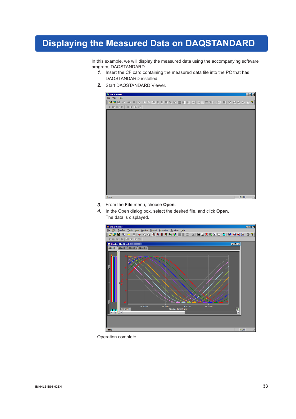 Displaying the measured data on daqstandard | Yokogawa Value Series FX1000 User Manual | Page 34 / 34