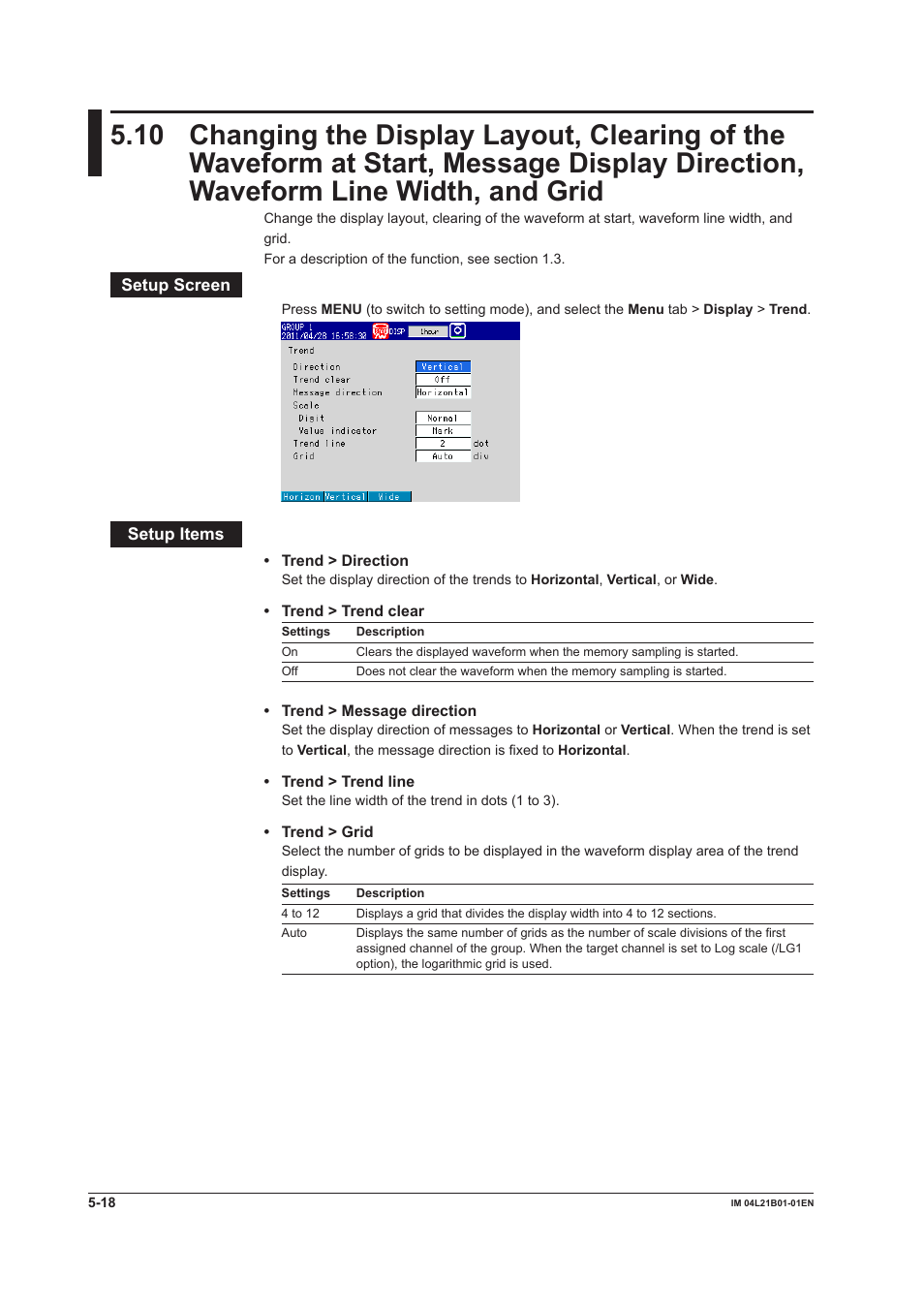 Waveform line width, and grid -18 | Yokogawa Value Series FX1000 User Manual | Page 159 / 327