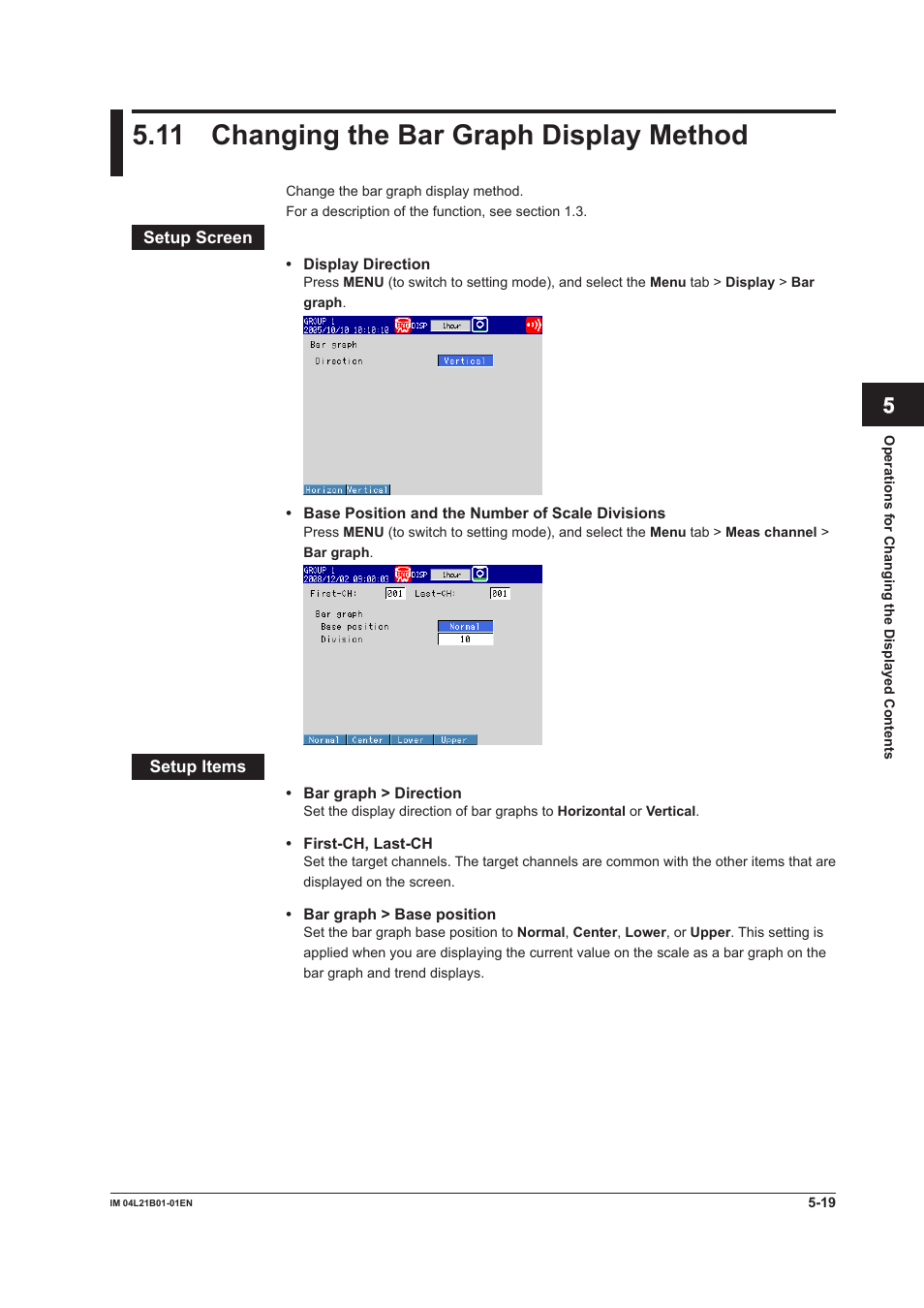 11 changing the bar graph display method, 11 changing the bar graph display method -19 | Yokogawa Value Series FX1000 User Manual | Page 160 / 327