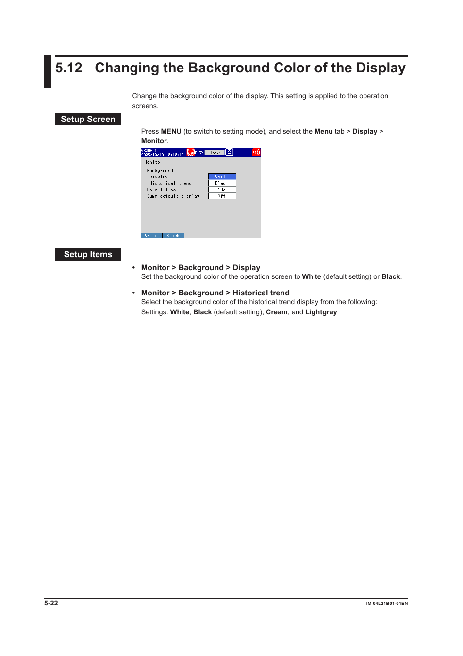 12 changing the background color of the display | Yokogawa Value Series FX1000 User Manual | Page 163 / 327