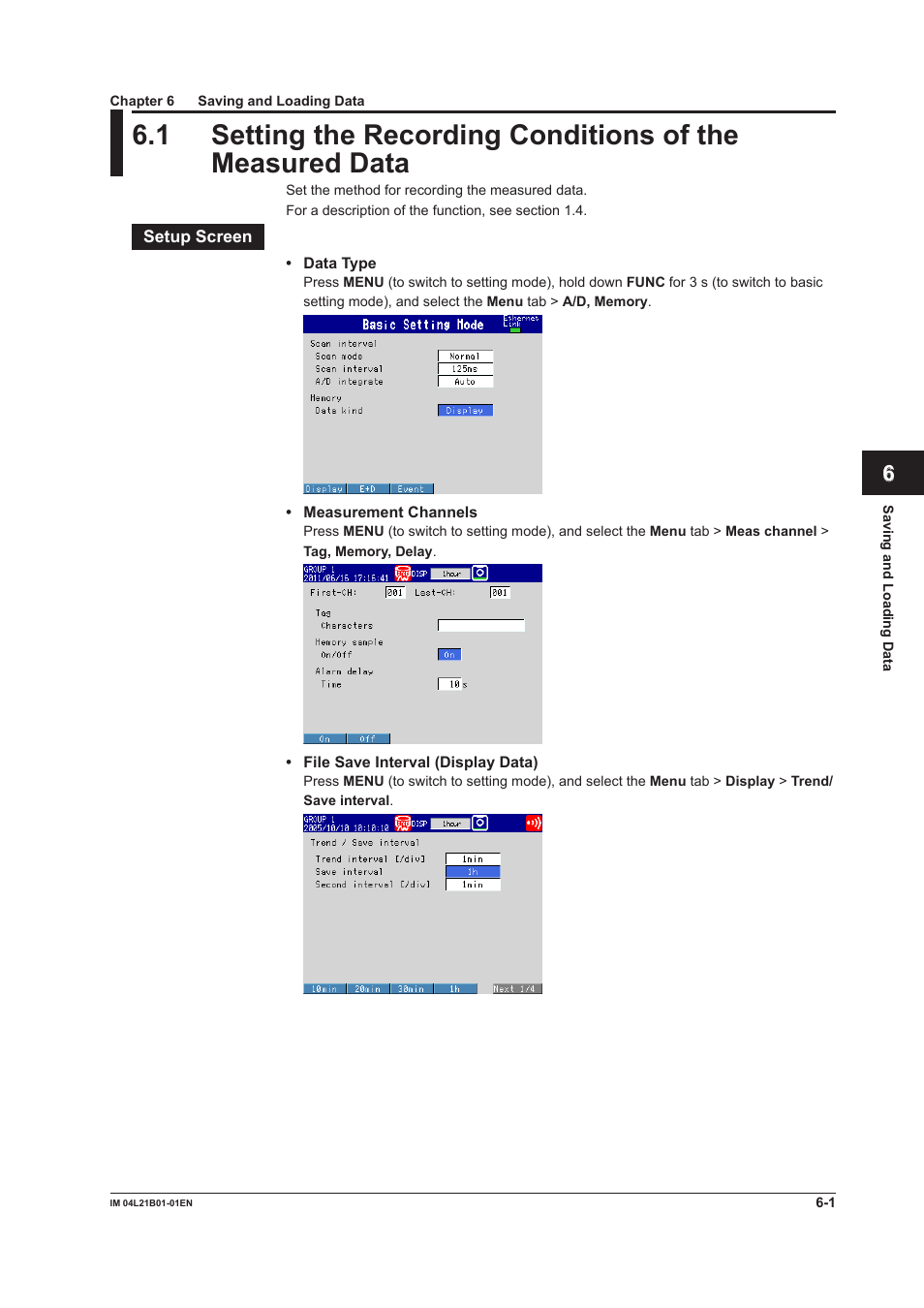 Chapter 6 saving and loading data | Yokogawa Value Series FX1000 User Manual | Page 170 / 327