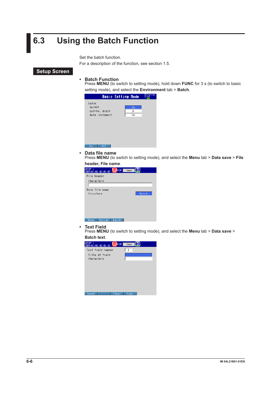 3 using the batch function, 3 using the batch function -6 | Yokogawa Value Series FX1000 User Manual | Page 175 / 327