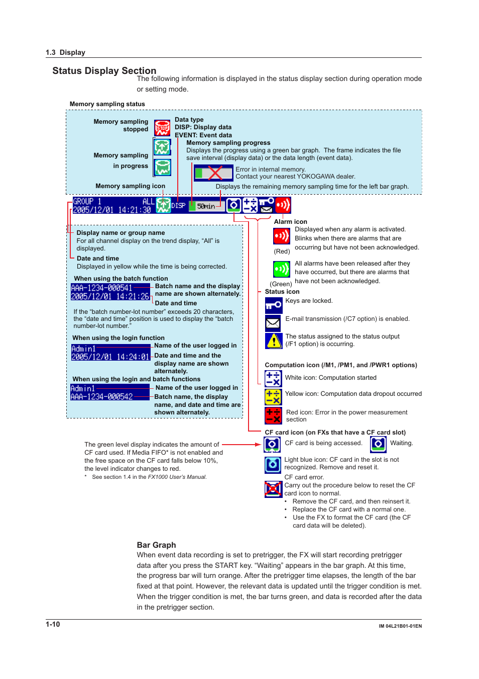 Bar graph | Yokogawa Value Series FX1000 User Manual | Page 19 / 327