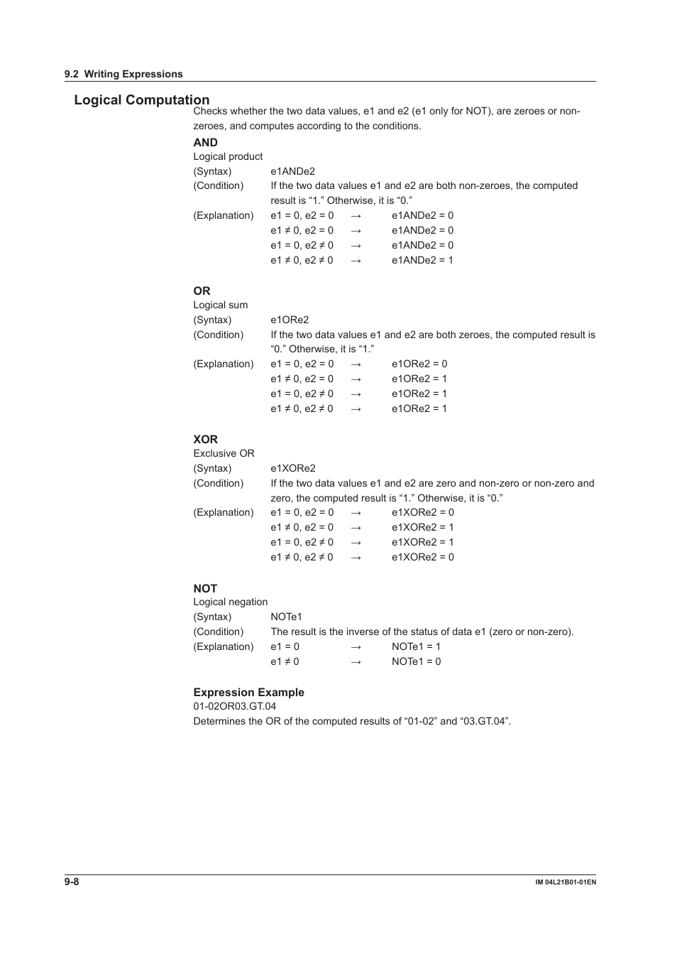 Logical computation | Yokogawa Value Series FX1000 User Manual | Page 213 / 327