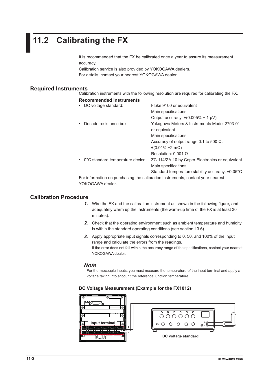 2 calibrating the fx, 2 calibrating the fx -2, Required instruments | Calibration procedure | Yokogawa Value Series FX1000 User Manual | Page 247 / 327