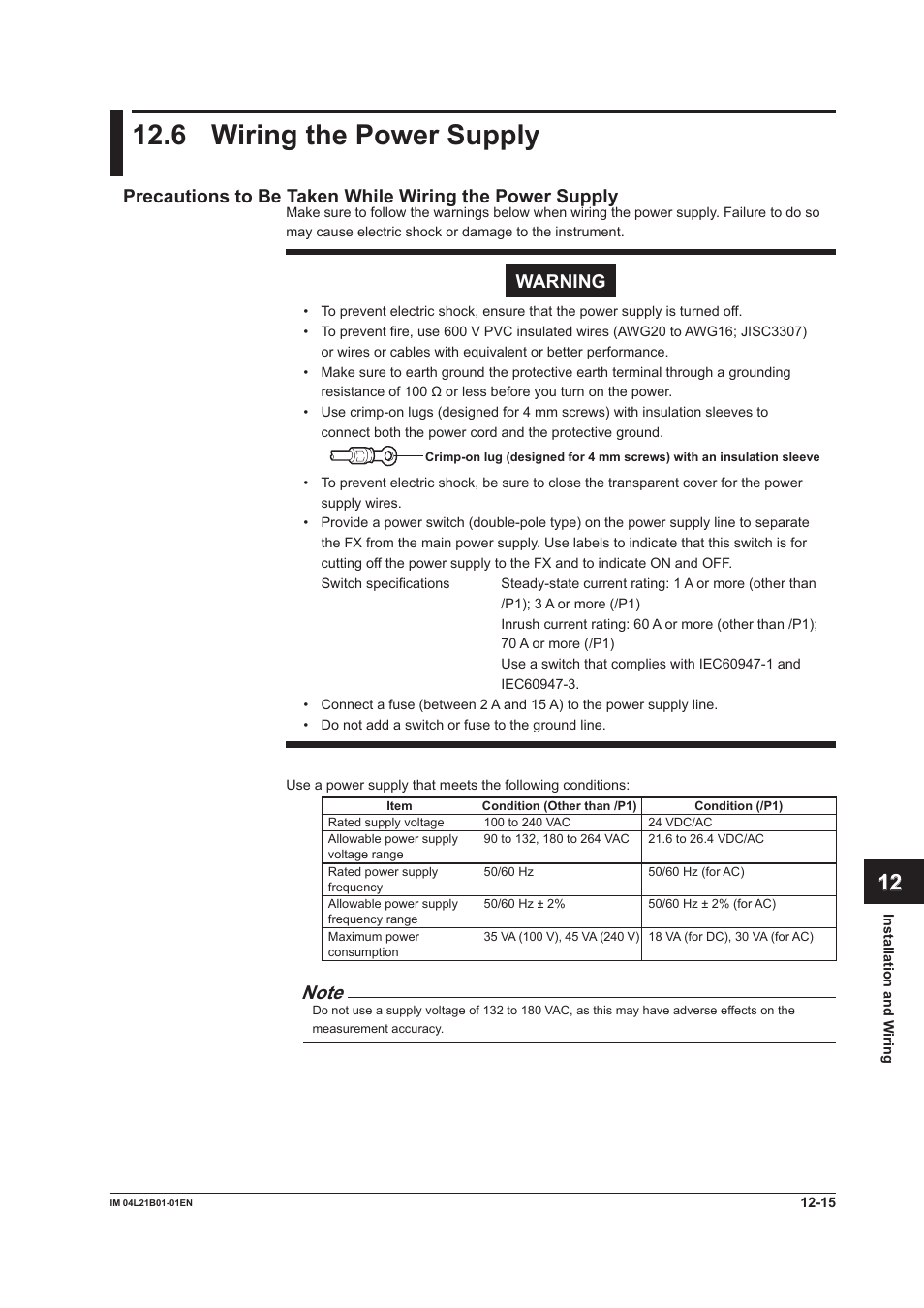 6 wiring the power supply, 6 wiring the power supply -15, App index | Warning | Yokogawa Value Series FX1000 User Manual | Page 264 / 327