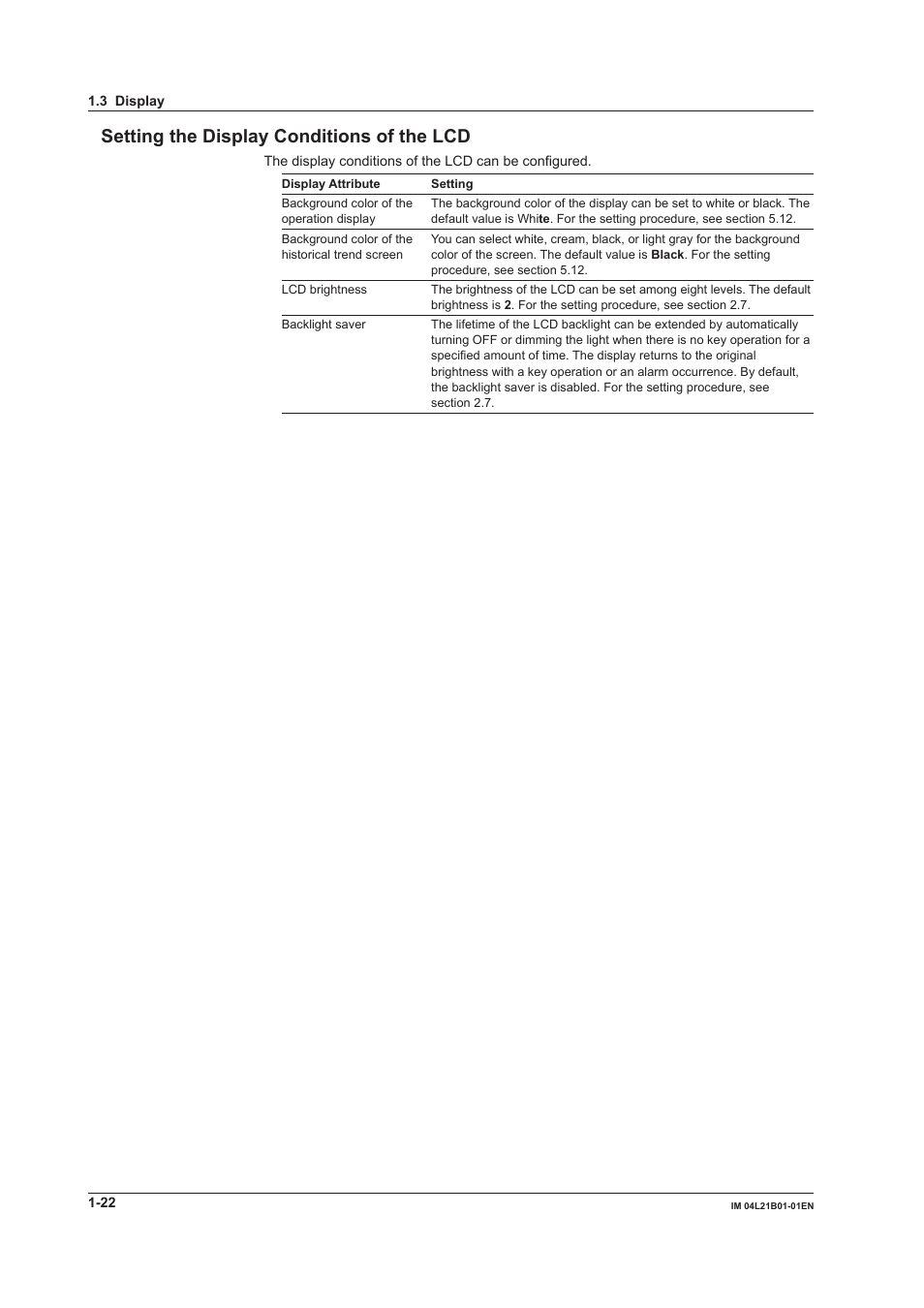 Setting the display conditions of the lcd | Yokogawa Value Series FX1000 User Manual | Page 31 / 327