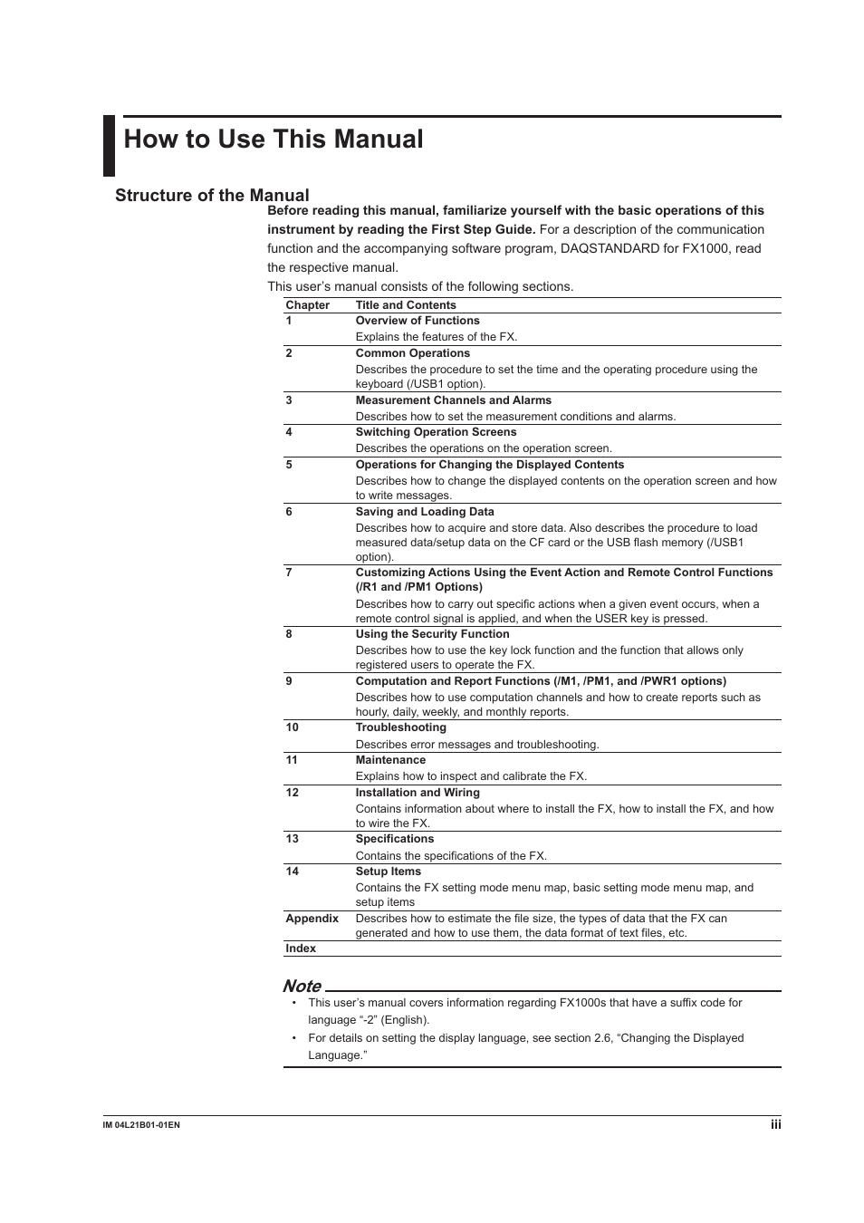 How to use this manual, Structure of the manual | Yokogawa Value Series FX1000 User Manual | Page 4 / 327