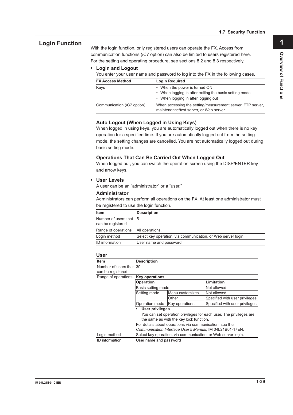 App index login function | Yokogawa Value Series FX1000 User Manual | Page 48 / 327