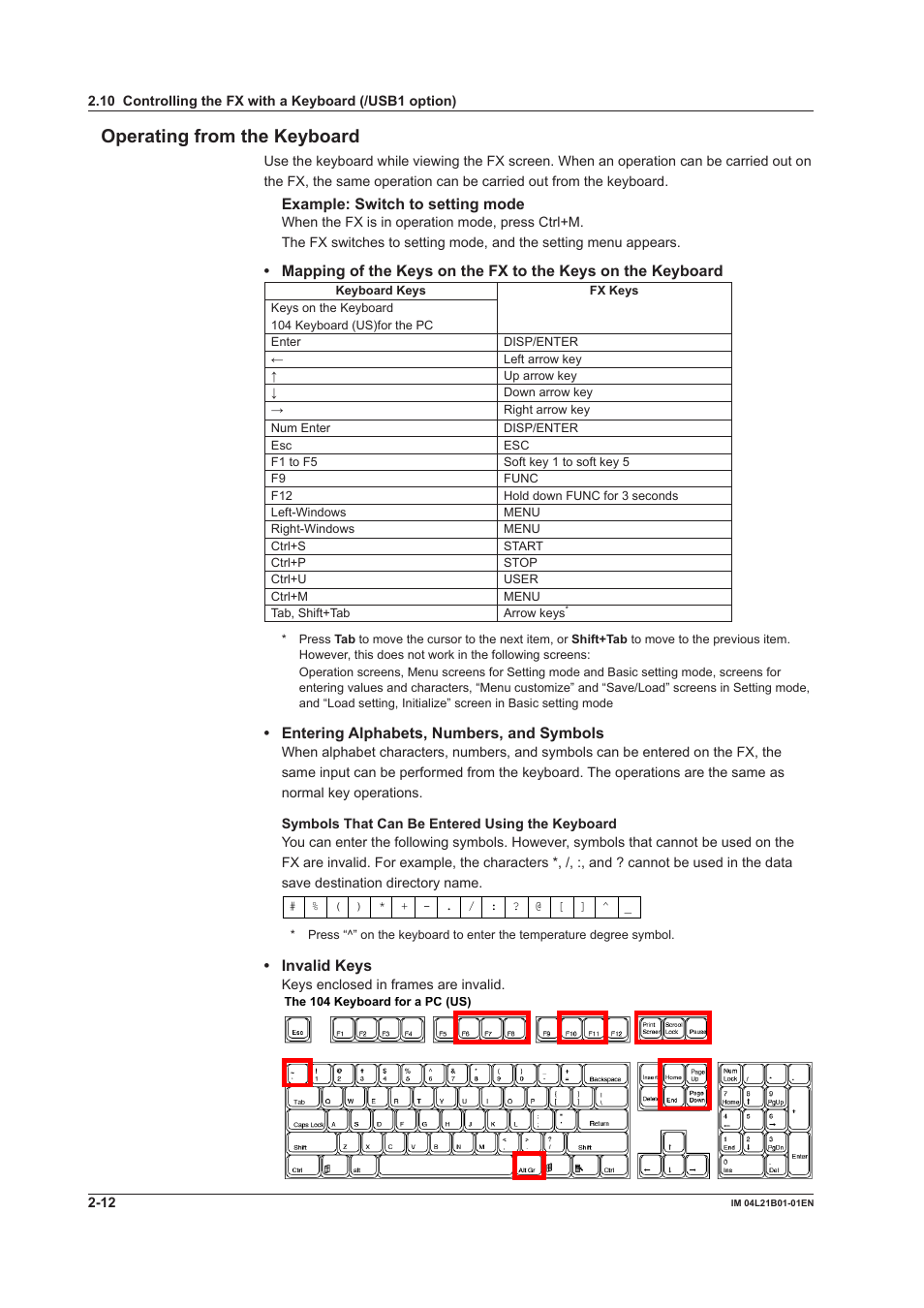 Operating from the keyboard | Yokogawa Value Series FX1000 User Manual | Page 71 / 327