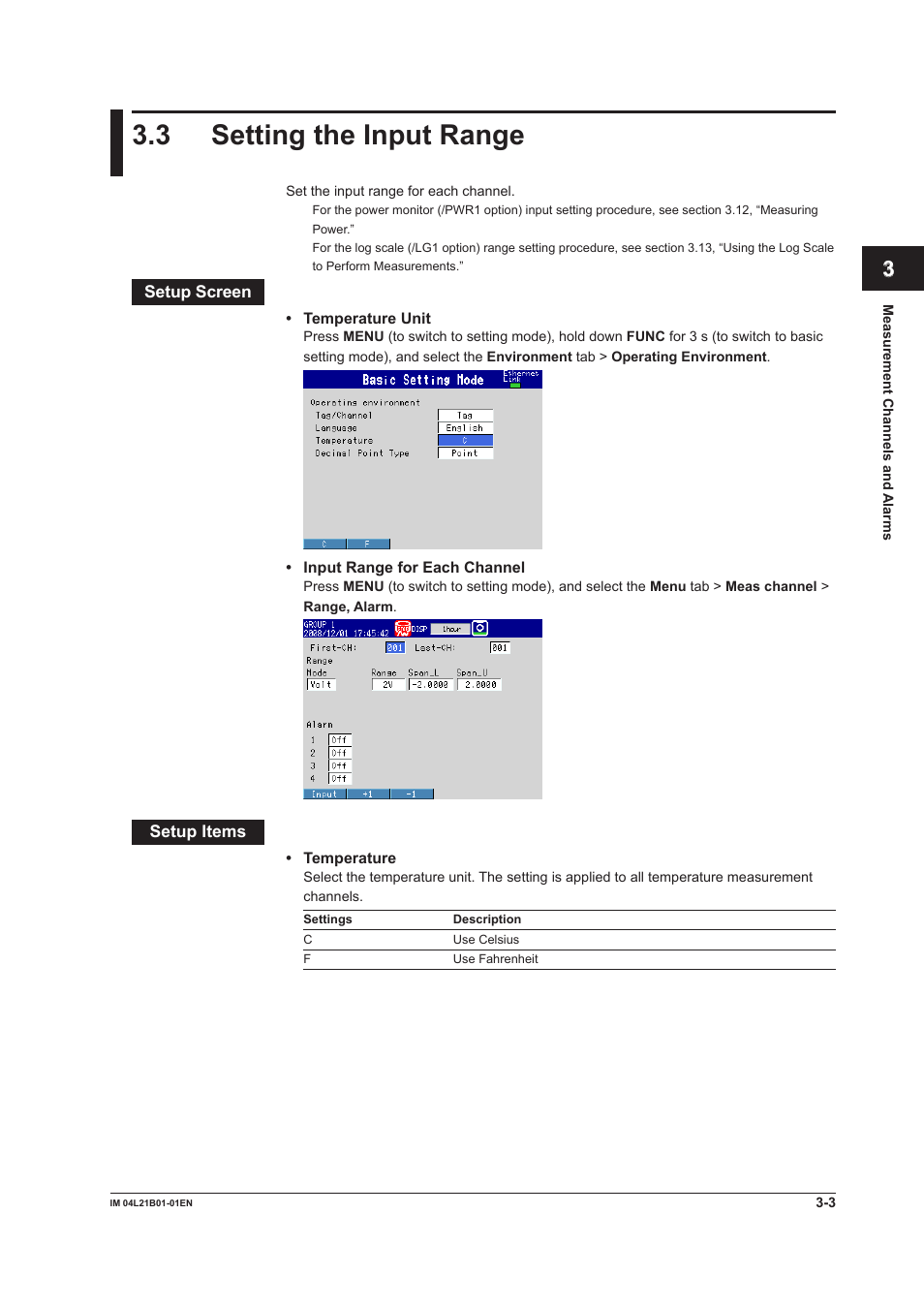 3 setting the input range, 3 setting the input range -3 | Yokogawa Value Series FX1000 User Manual | Page 76 / 327