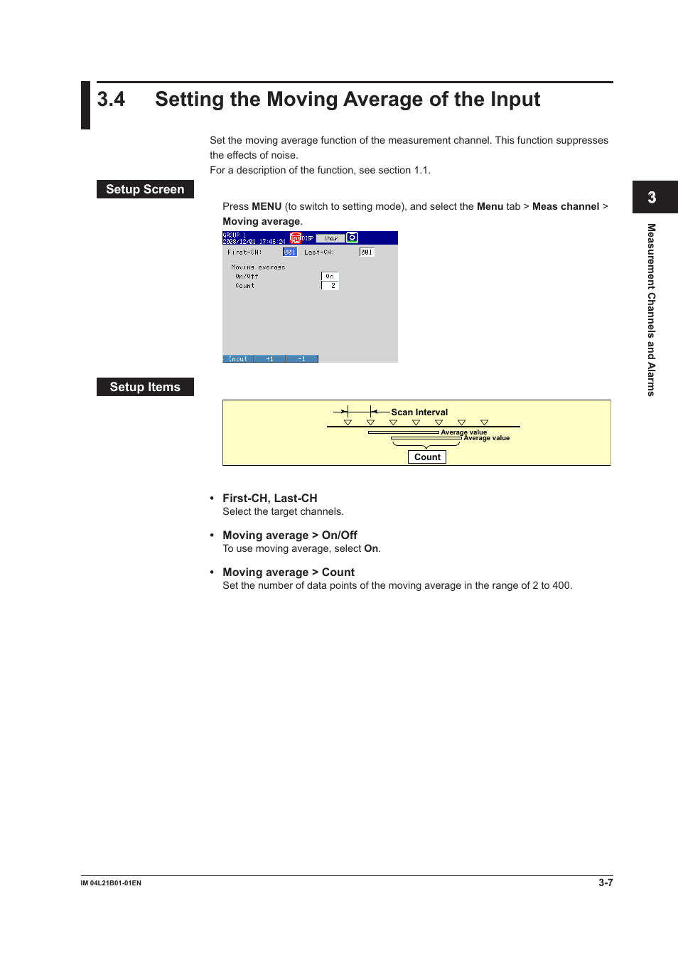 4 setting the moving average of the input, 4 setting the moving average of the input -7 | Yokogawa Value Series FX1000 User Manual | Page 80 / 327