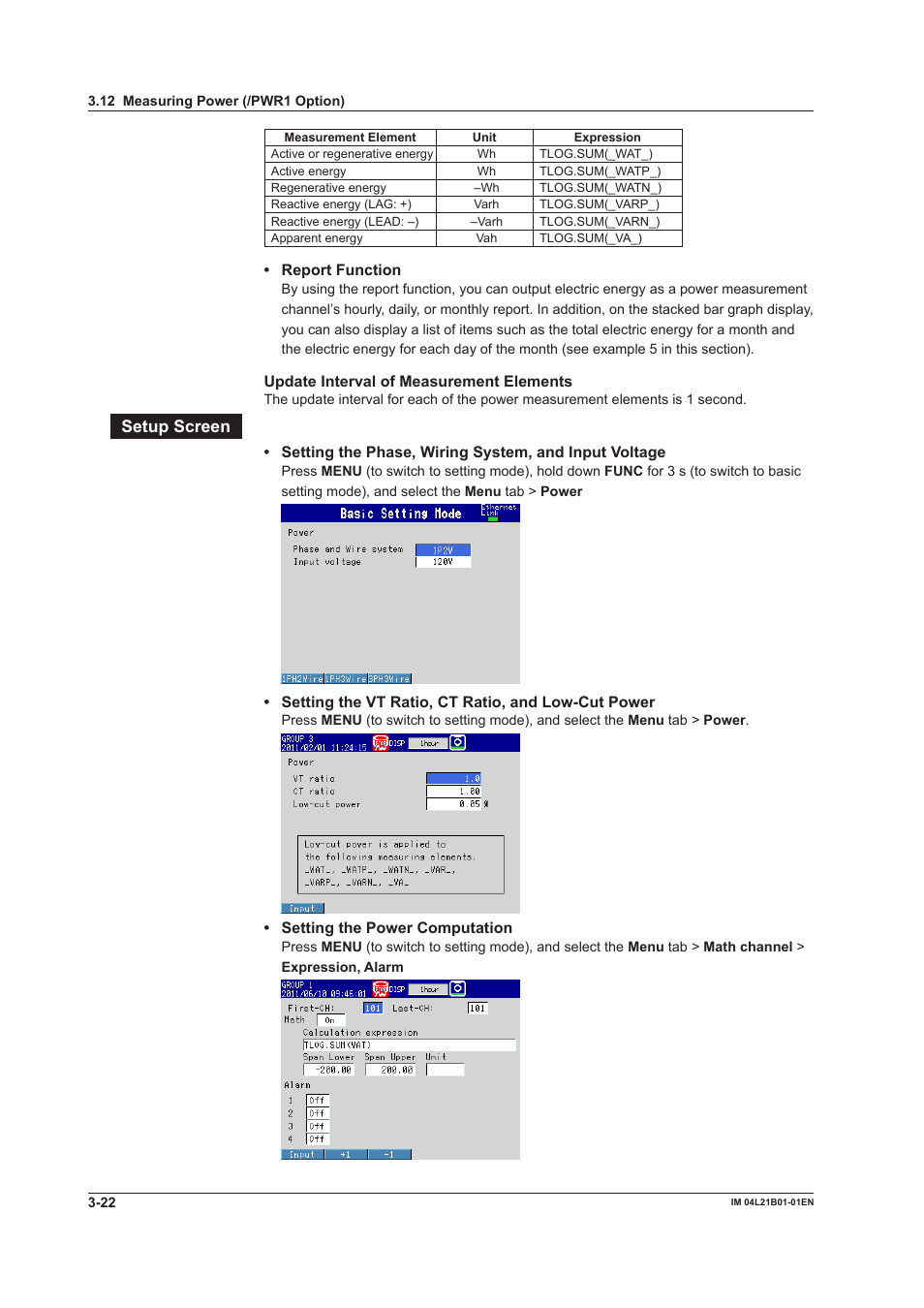 Setup screen | Yokogawa Value Series FX1000 User Manual | Page 95 / 327