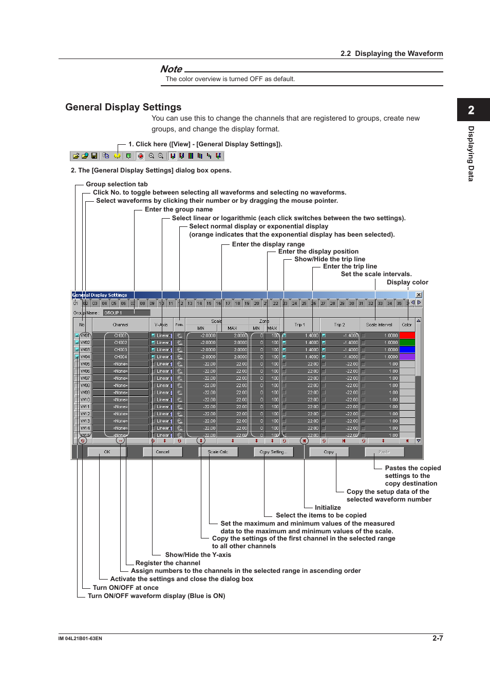 General display settings, General display settings -7, Index | Yokogawa Value Series FX1000 User Manual | Page 16 / 57