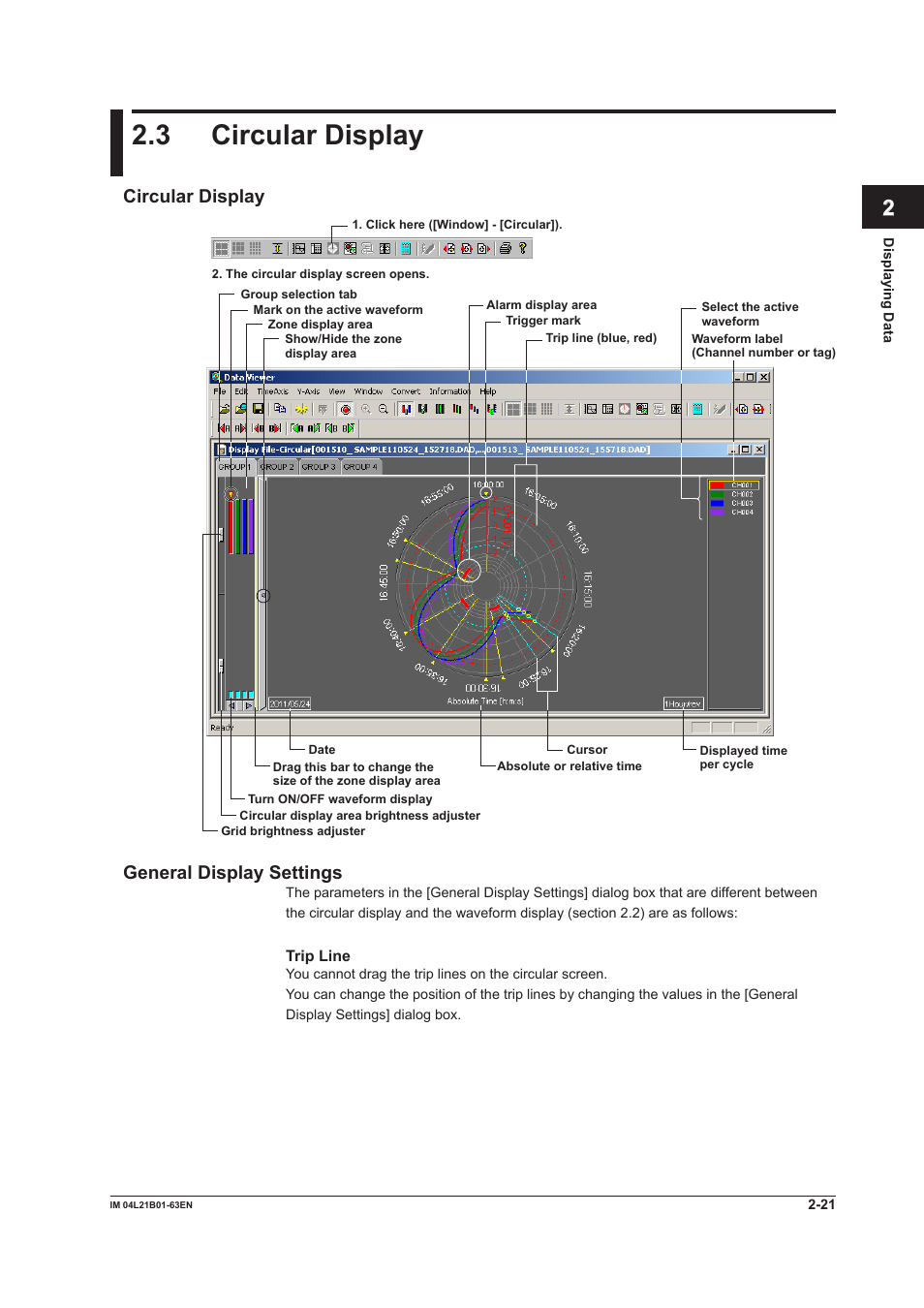 3 circular display, Circular display, General display settings | 3 circular display -21, Circular display -21 general display settings -21, Index | Yokogawa Value Series FX1000 User Manual | Page 30 / 57