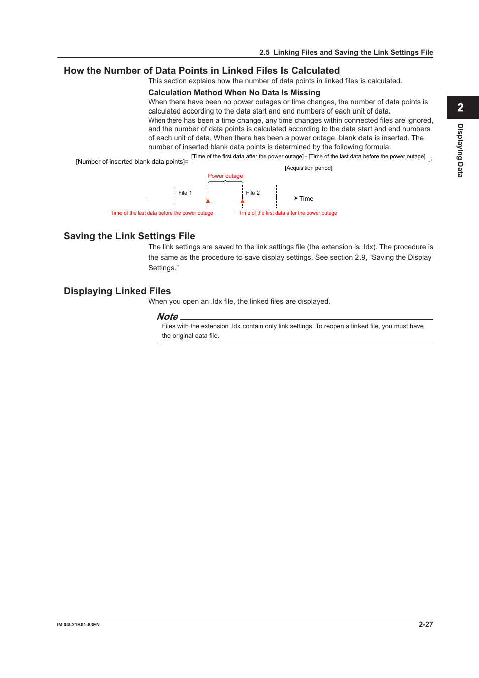 Saving the link settings file, Displaying linked files | Yokogawa Value Series FX1000 User Manual | Page 36 / 57