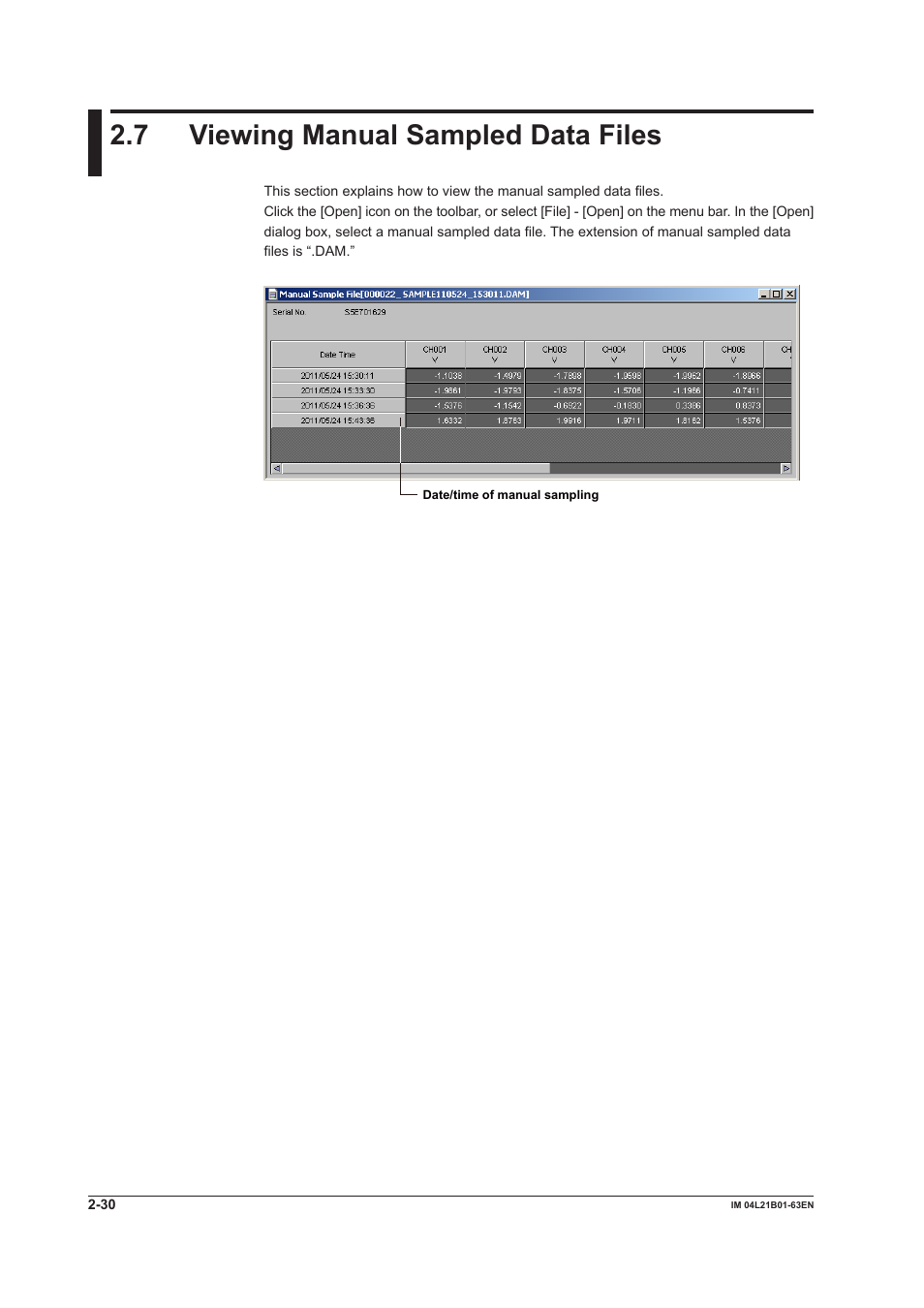 7 viewing manual sampled data files, 7 viewing manual sampled data files -30 | Yokogawa Value Series FX1000 User Manual | Page 39 / 57