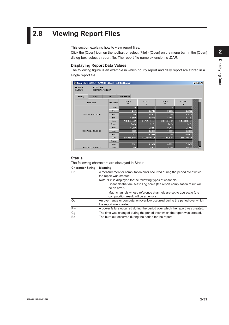 8 viewing report files, 8 viewing report files -31, Index | Yokogawa Value Series FX1000 User Manual | Page 40 / 57