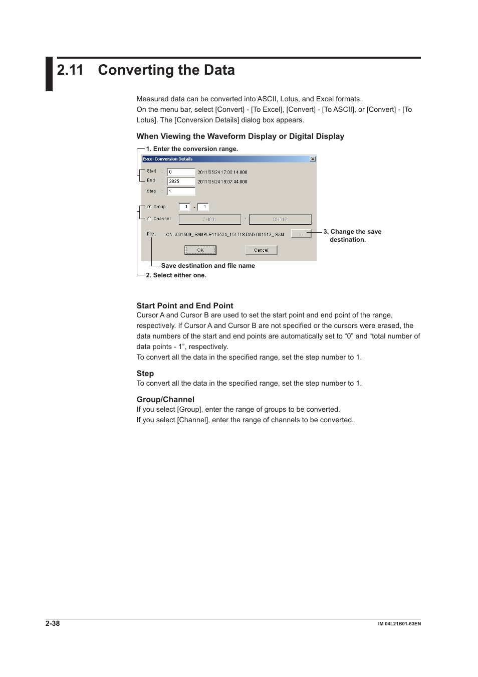 11 converting the data, 11 converting the data -38 | Yokogawa Value Series FX1000 User Manual | Page 47 / 57