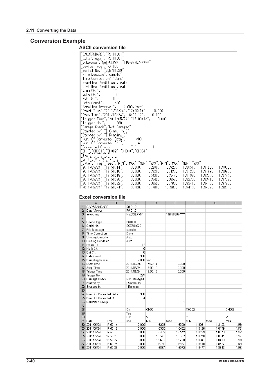 Conversion example, Conversion example -40 | Yokogawa Value Series FX1000 User Manual | Page 49 / 57