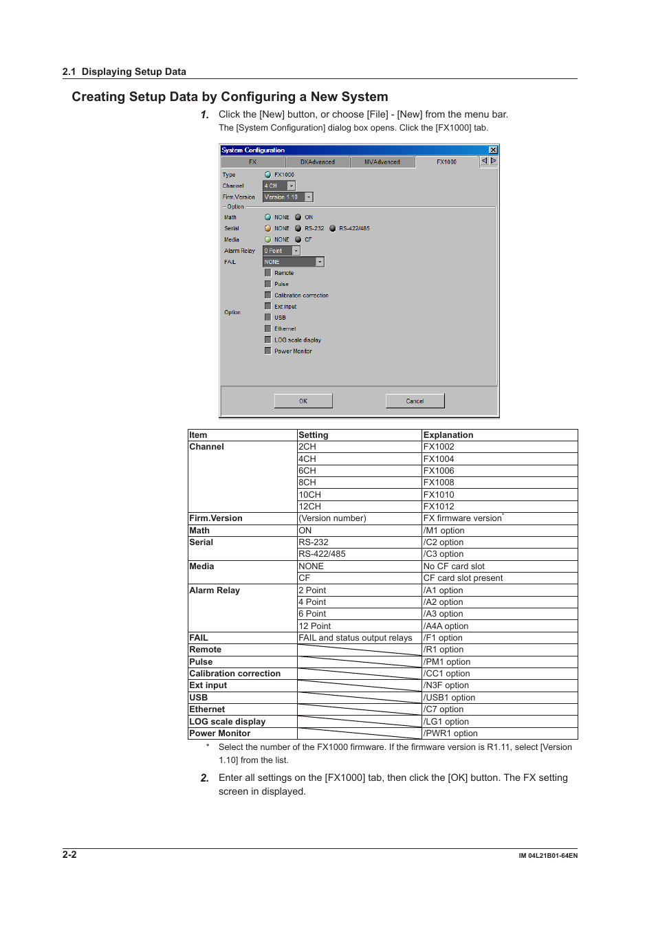 Creating setup data by configuring a new system, Creating setup data by configuring a new system -2 | Yokogawa Value Series FX1000 User Manual | Page 15 / 95