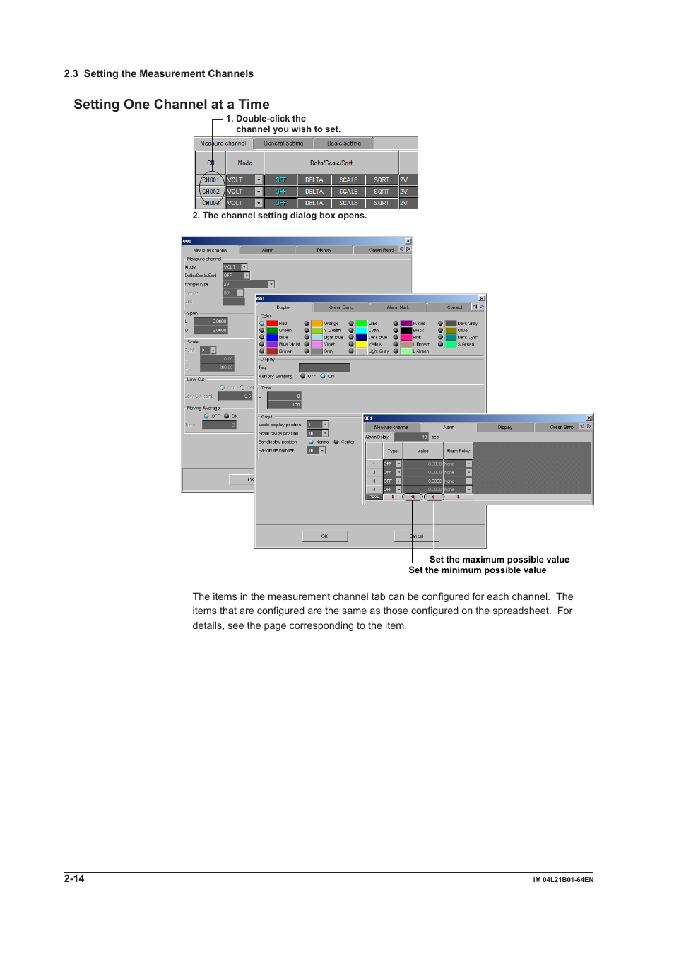 Setting one channel at a time, Setting one channel at a time -14 | Yokogawa Value Series FX1000 User Manual | Page 27 / 95