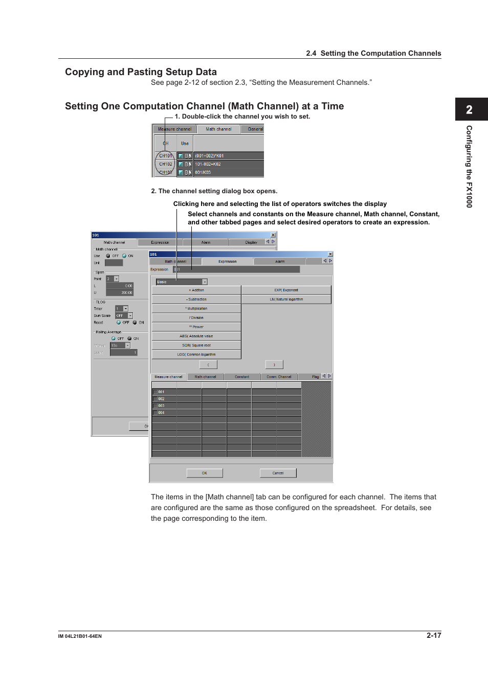 Copying and pasting setup data, Index copying and pasting setup data | Yokogawa Value Series FX1000 User Manual | Page 30 / 95