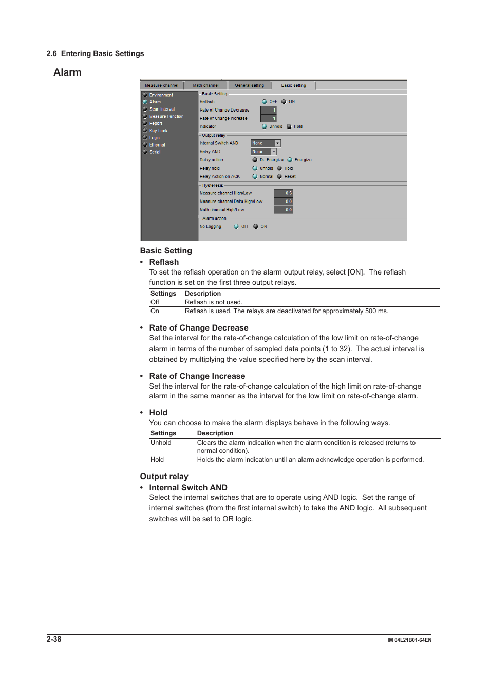 Alarm, Alarm -38 | Yokogawa Value Series FX1000 User Manual | Page 51 / 95