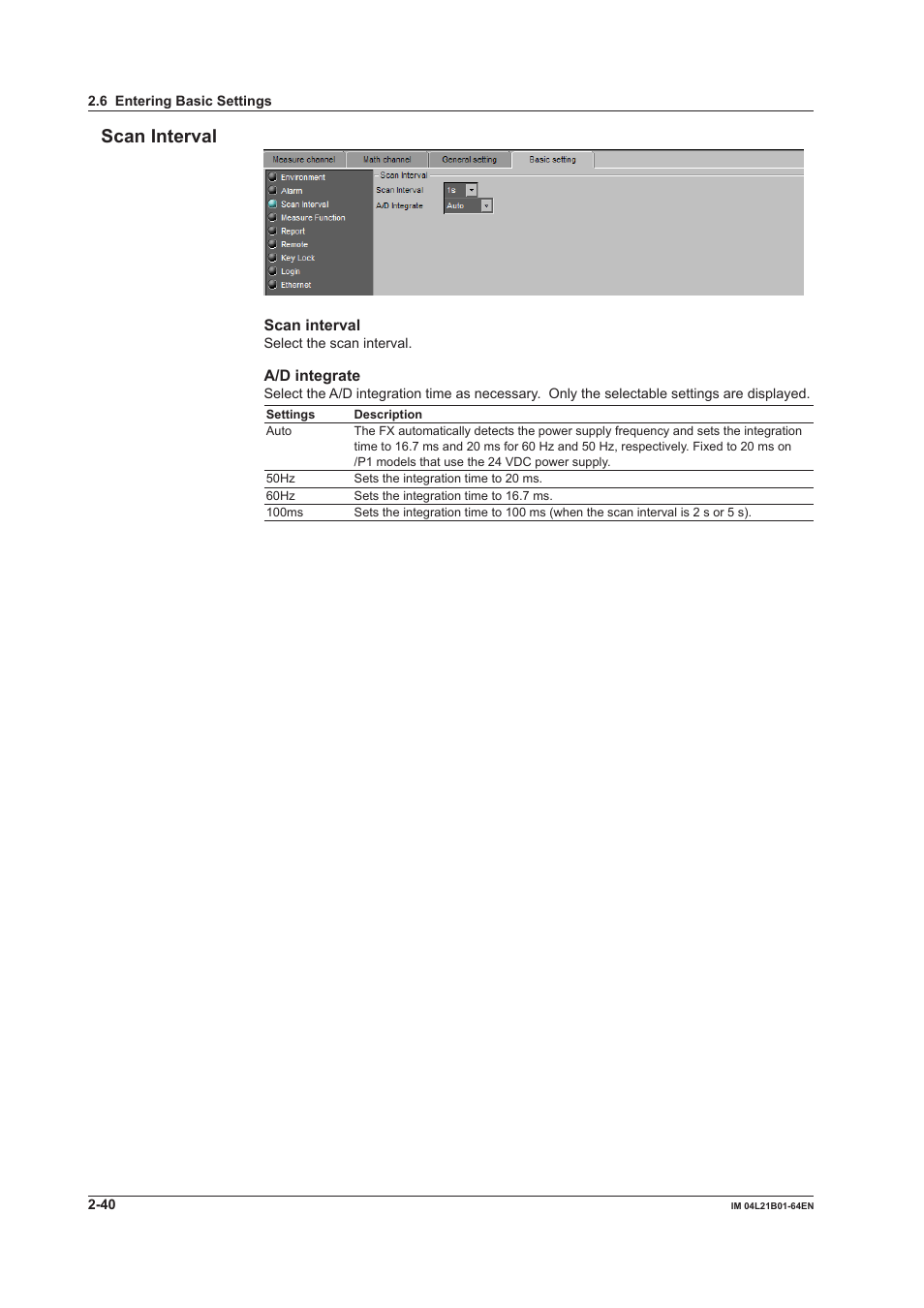 Scan interval, Scan interval -40 | Yokogawa Value Series FX1000 User Manual | Page 53 / 95