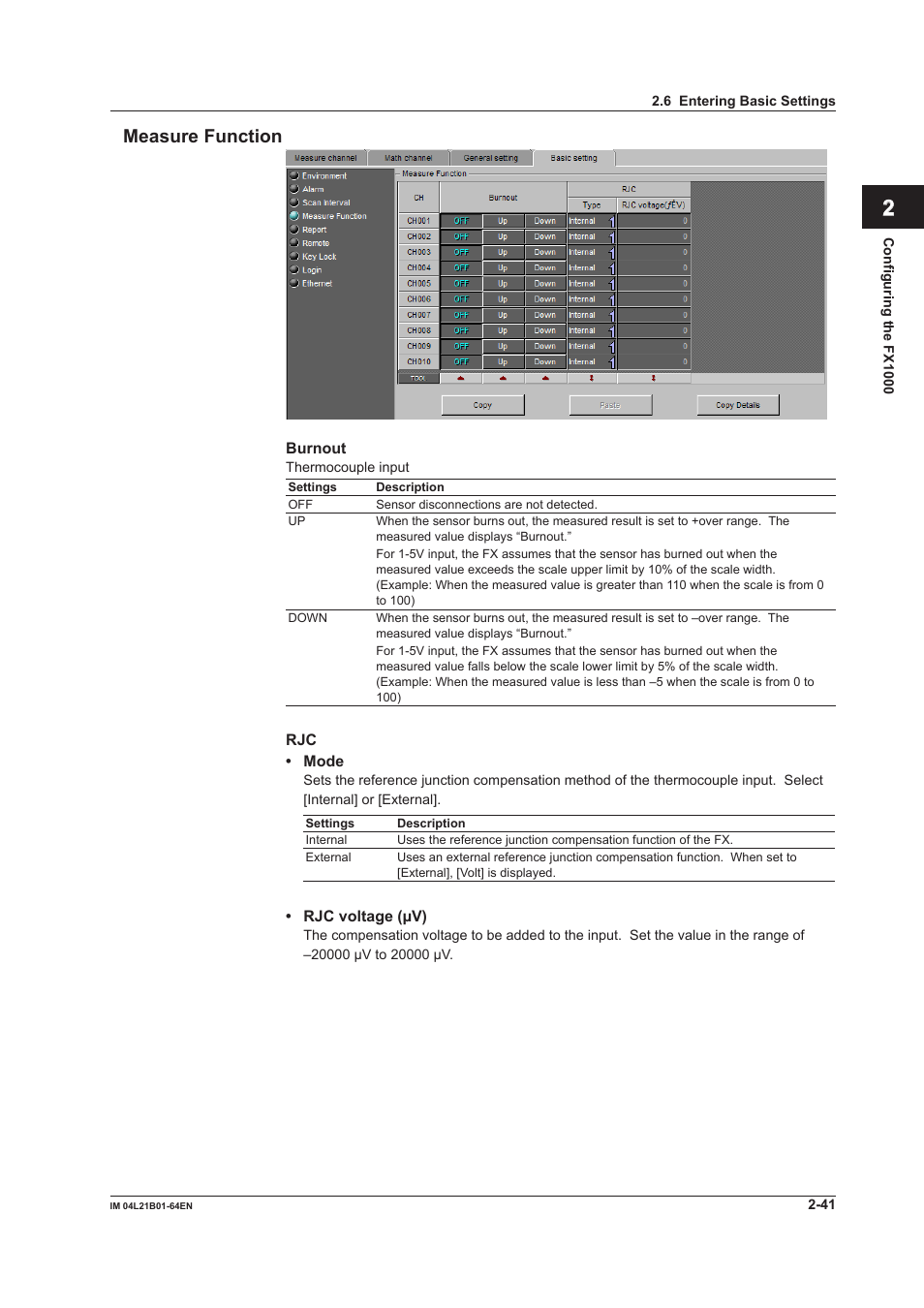 Measure function, Measure function -41, Index measure function | Yokogawa Value Series FX1000 User Manual | Page 54 / 95