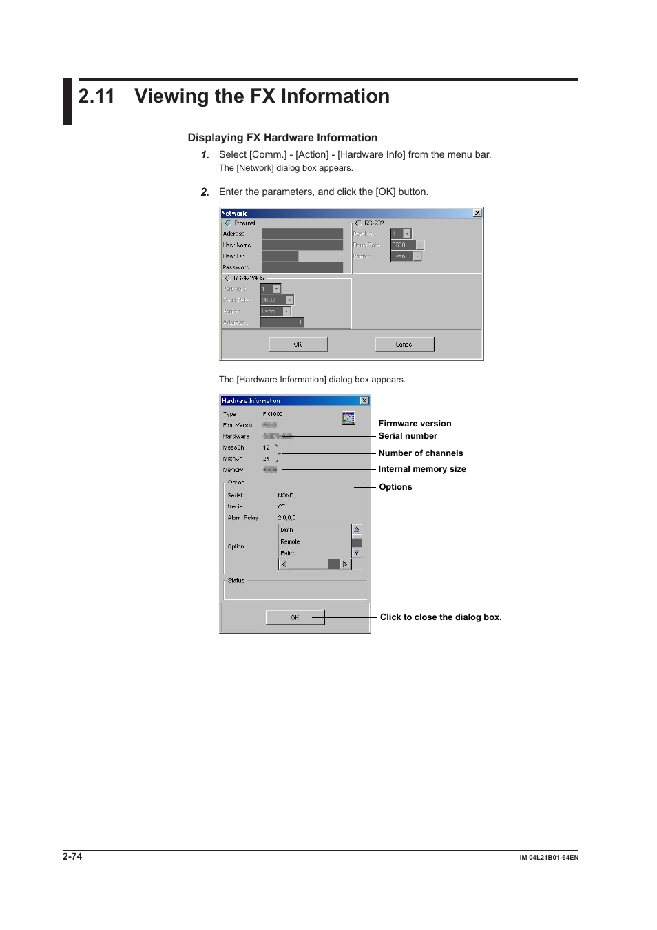 11 viewing the fx information, 11 viewing the fx information -74 | Yokogawa Value Series FX1000 User Manual | Page 87 / 95