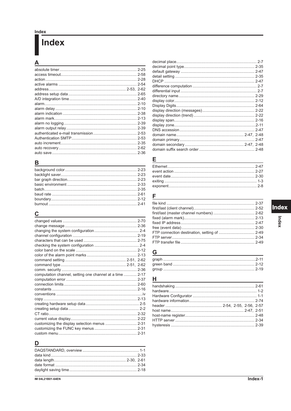 Index | Yokogawa Value Series FX1000 User Manual | Page 92 / 95