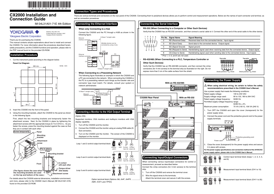 Yokogawa Data Acquisition with PID Control CX2000 User Manual | 2 pages