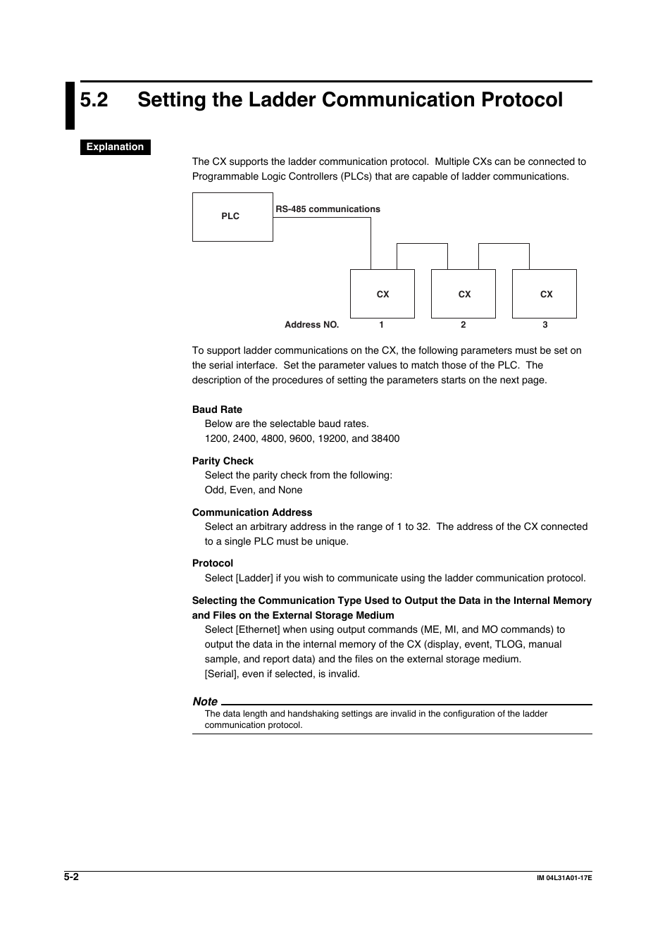 2 setting the ladder communication protocol, Setting the ladder communication protocol -2 | Yokogawa Data Acquisition with PID Control CX2000 User Manual | Page 112 / 321