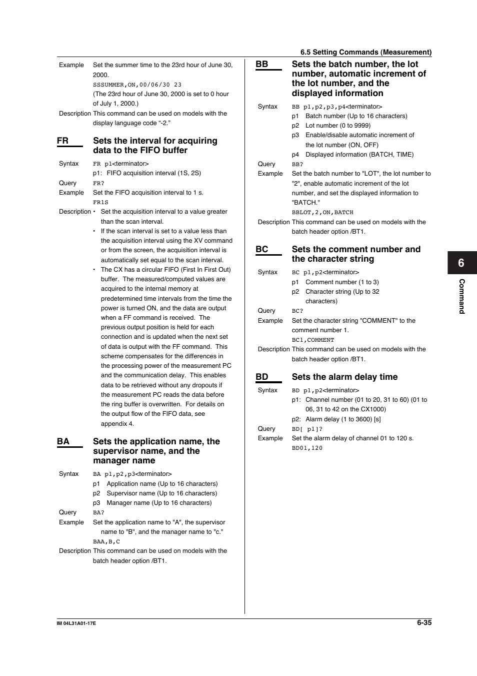 Bd sets the alarm delay time | Yokogawa Data Acquisition with PID Control CX2000 User Manual | Page 164 / 321