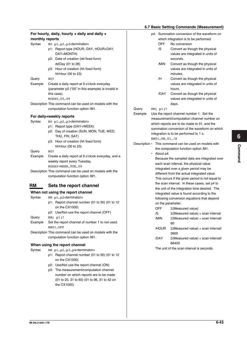 Rm sets the report channel | Yokogawa Data Acquisition with PID Control CX2000 User Manual | Page 172 / 321