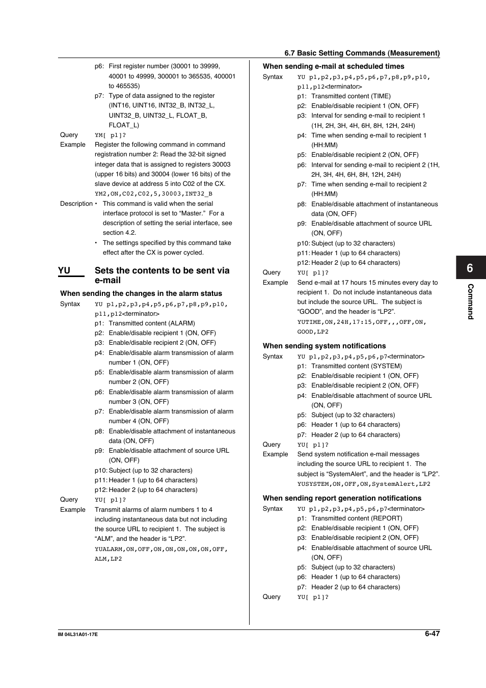 Yu sets the contents to be sent via e-mail | Yokogawa Data Acquisition with PID Control CX2000 User Manual | Page 176 / 321
