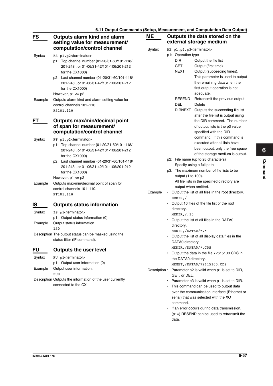 Is outputs status information, Fu outputs the user level | Yokogawa Data Acquisition with PID Control CX2000 User Manual | Page 186 / 321