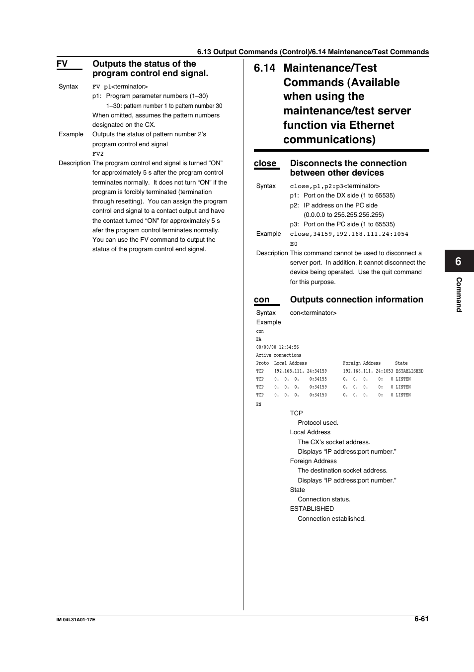 Con outputs connection information | Yokogawa Data Acquisition with PID Control CX2000 User Manual | Page 190 / 321