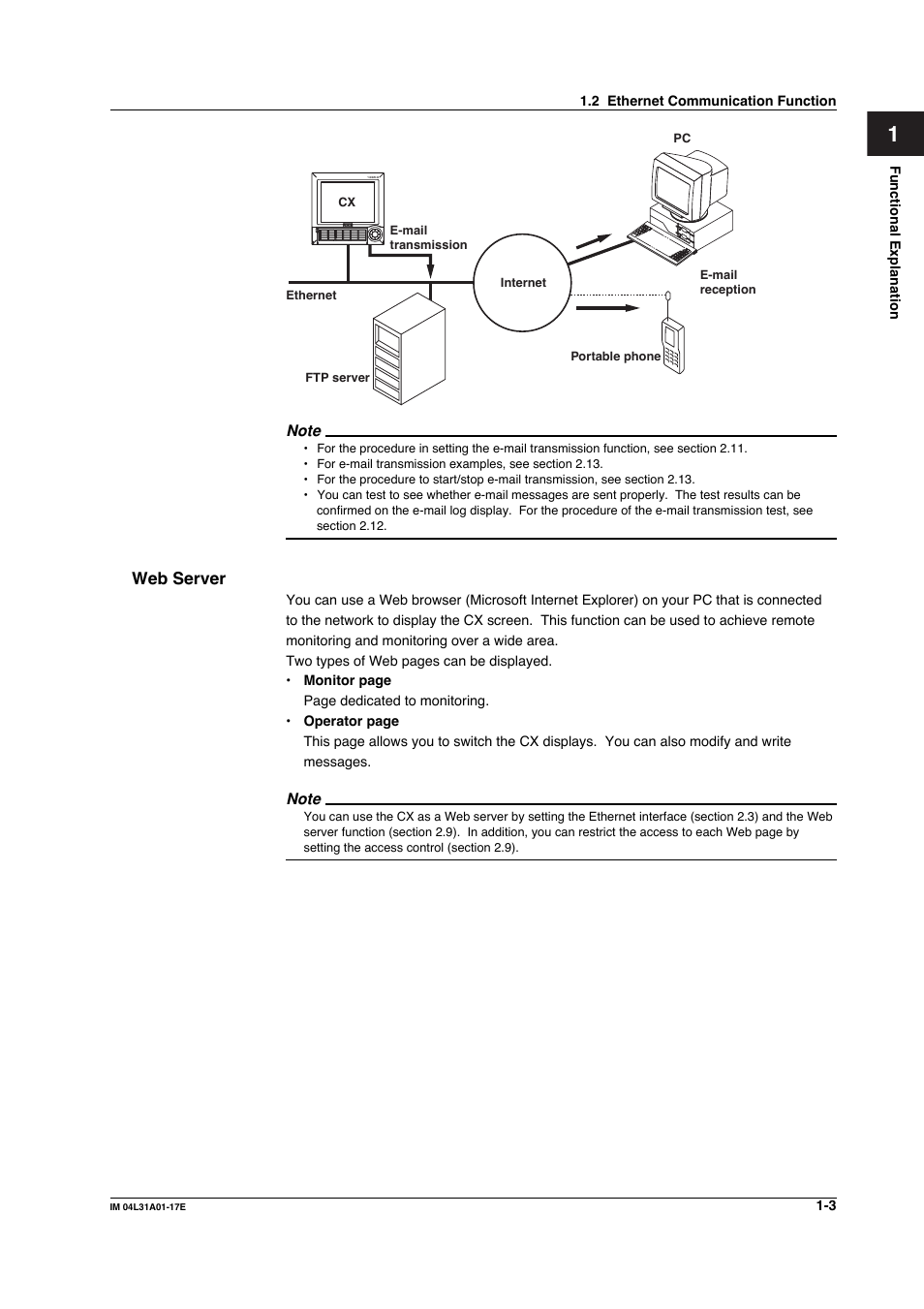 Web server, Web server -3 | Yokogawa Data Acquisition with PID Control CX2000 User Manual | Page 20 / 321