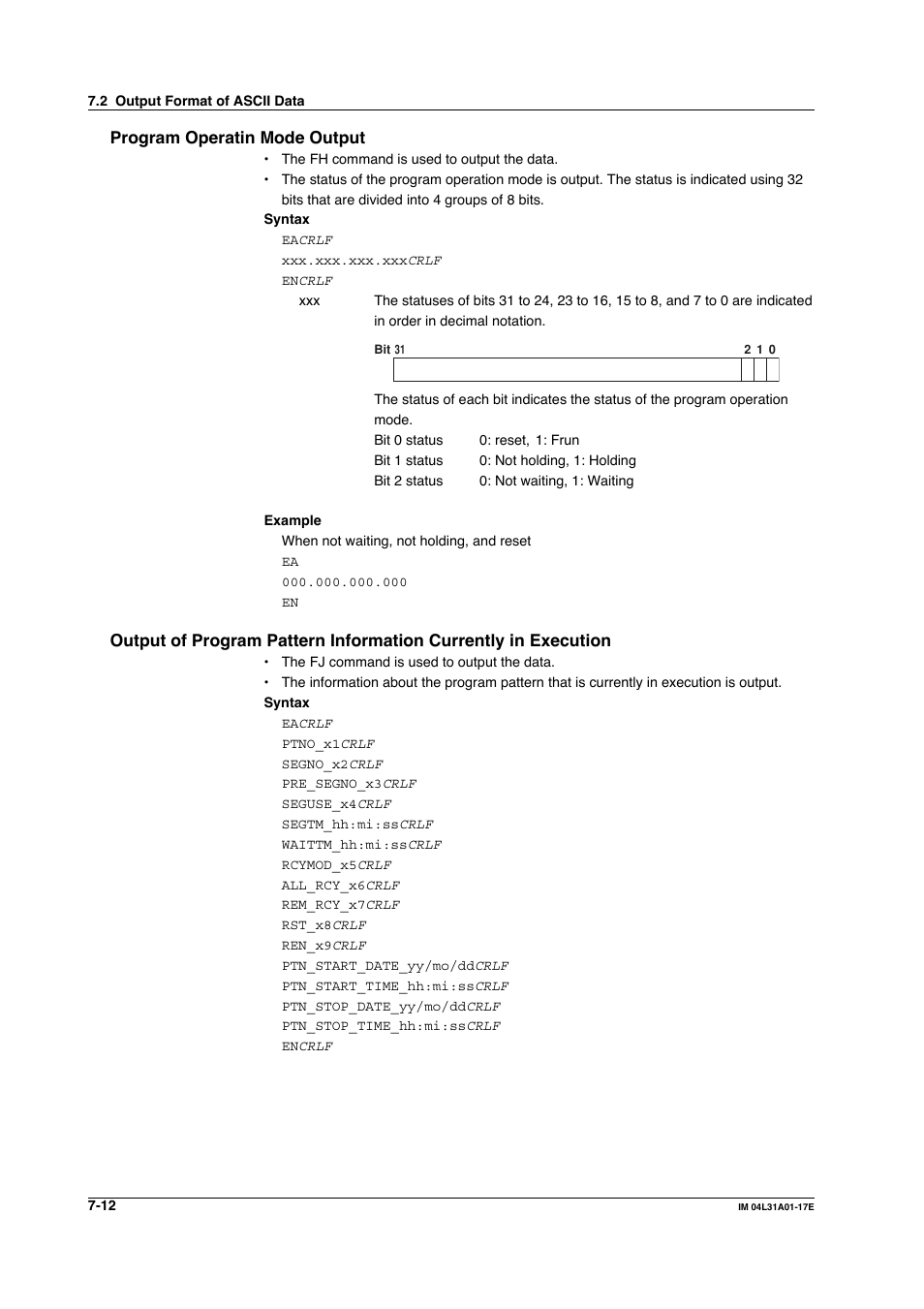 Program operatin mode output | Yokogawa Data Acquisition with PID Control CX2000 User Manual | Page 204 / 321