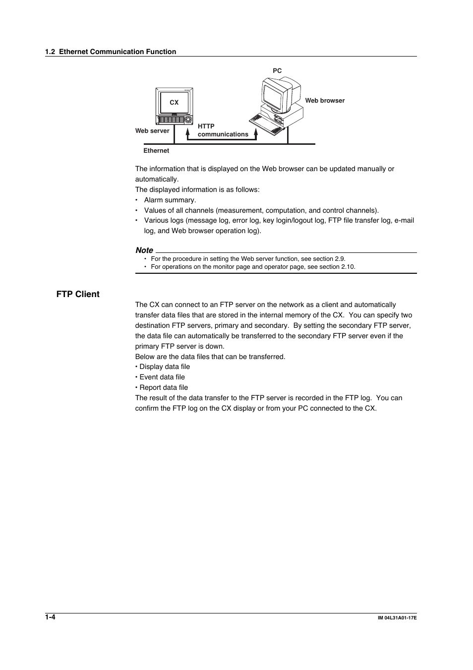 Ftp client, Ftp client -4 | Yokogawa Data Acquisition with PID Control CX2000 User Manual | Page 21 / 321