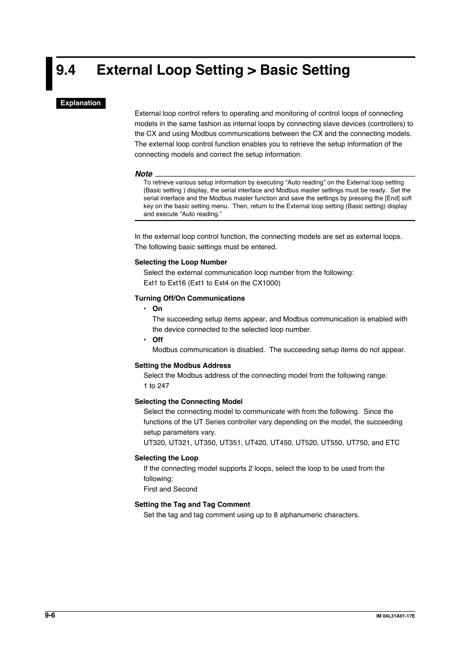 4 external loop setting > basic setting, External loop setting > basic setting -6 | Yokogawa Data Acquisition with PID Control CX2000 User Manual | Page 239 / 321