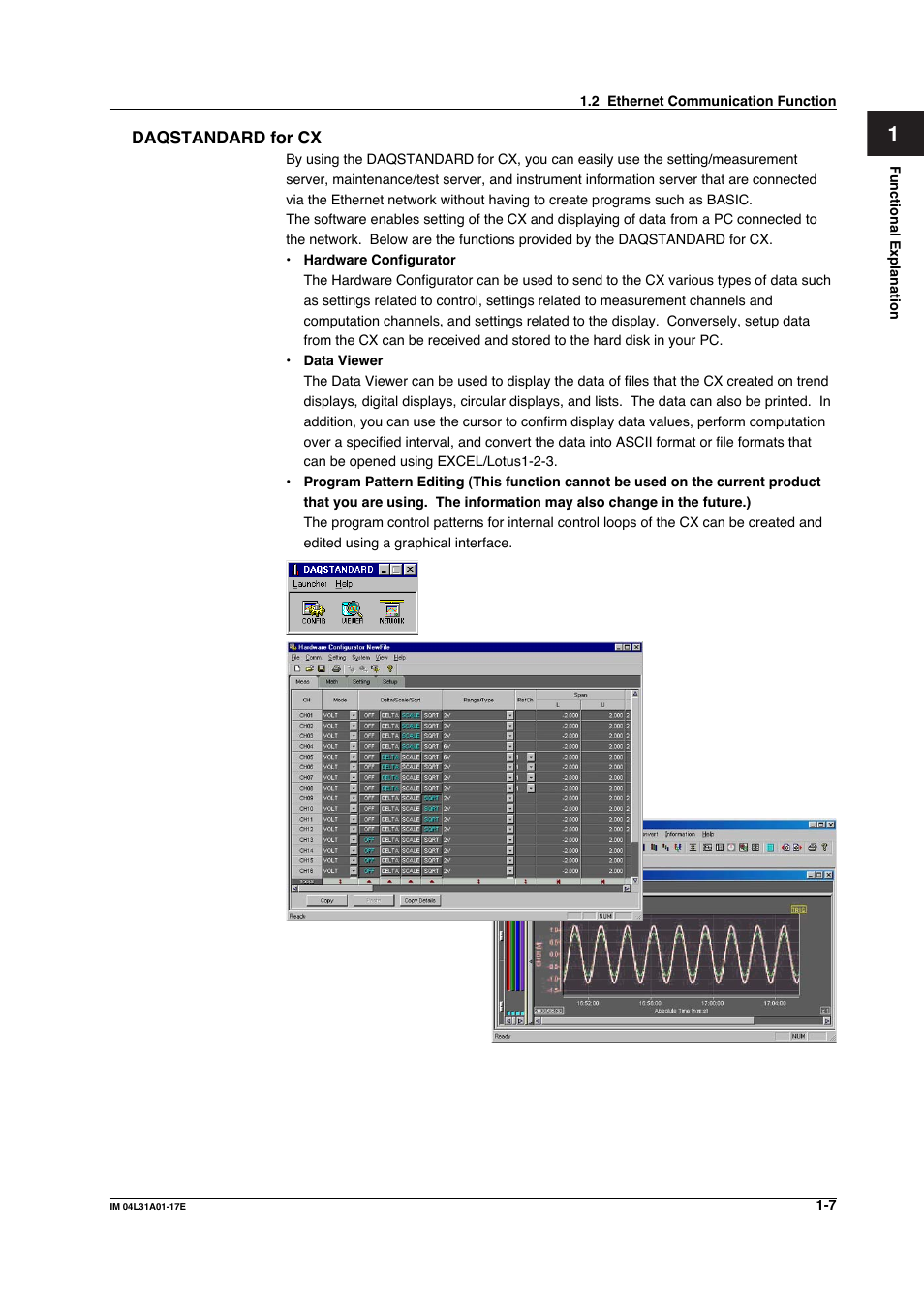 Daqstandard for cx, Daqstandard for cx -7 | Yokogawa Data Acquisition with PID Control CX2000 User Manual | Page 24 / 321