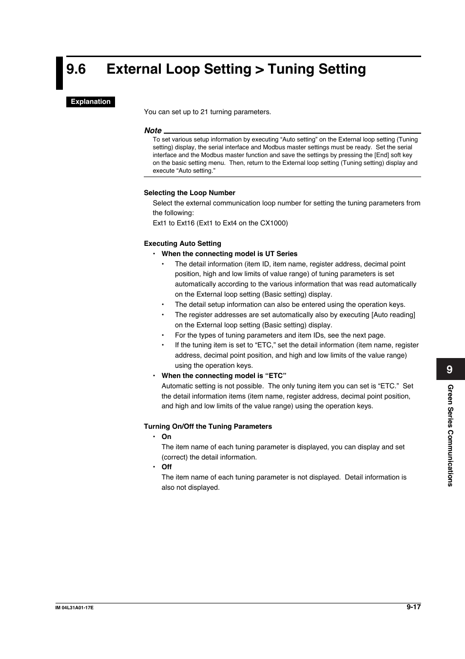 6 external loop setting > tuning setting, External loop setting > tuning setting -17 | Yokogawa Data Acquisition with PID Control CX2000 User Manual | Page 250 / 321